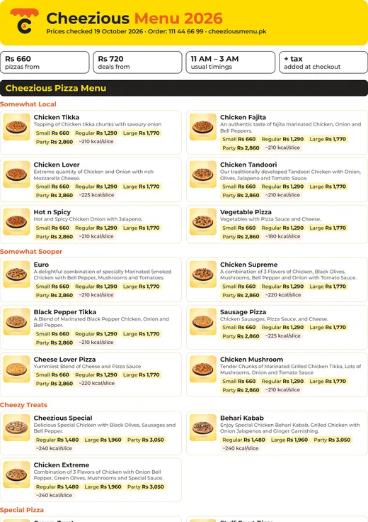 Preview of the Cheezious menu PDF